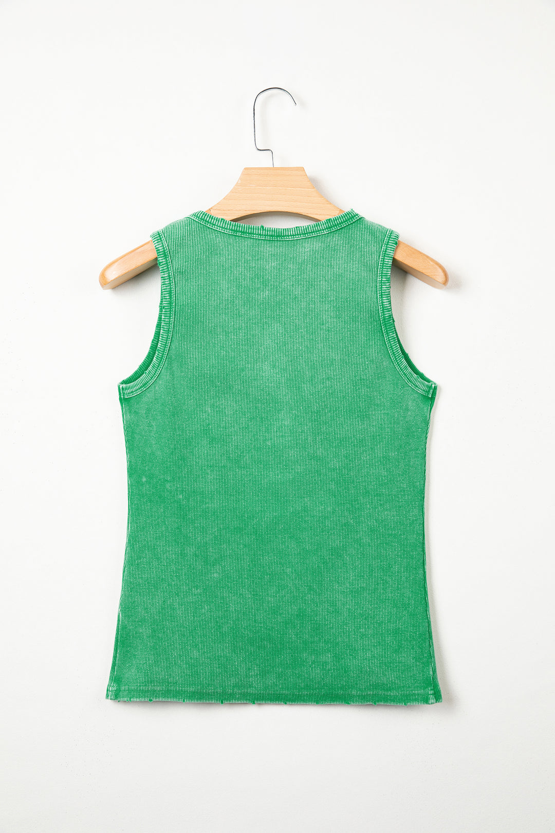 Bright Green Vintage Distressed Ribbed Mineral Wash Tank Top