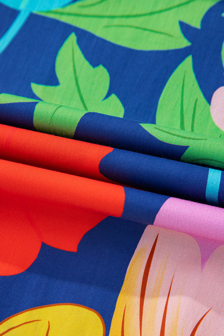 Robe babydoll à imprimé floral et col fendu