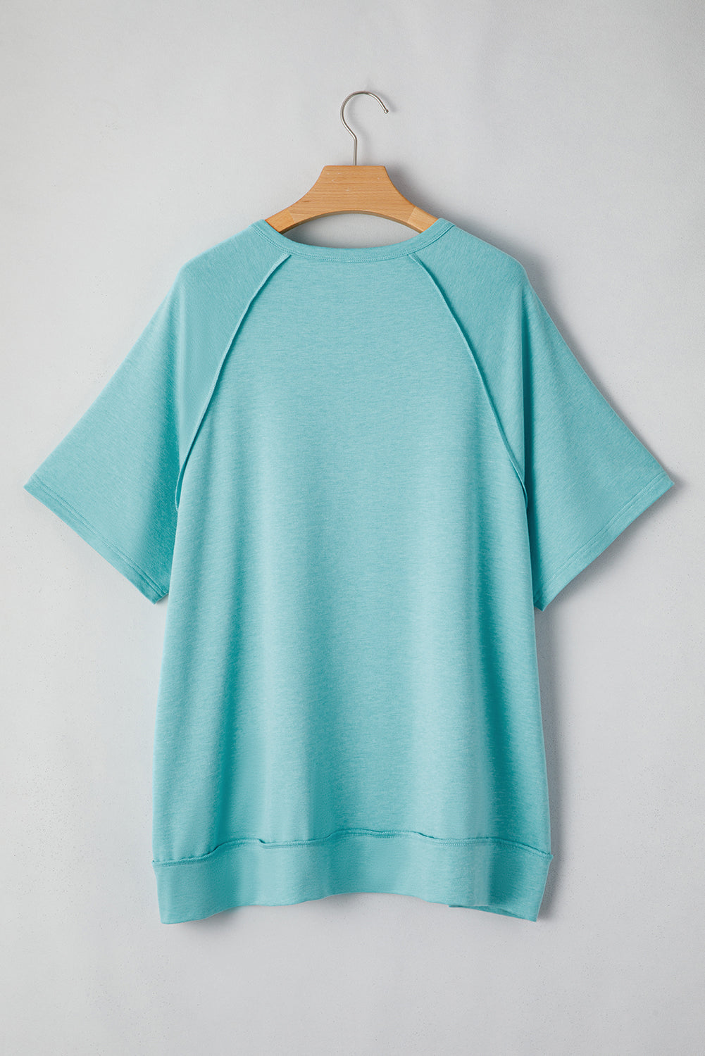 Color Block Raglan Sleeve Buttoned Plus Size T Shirt
