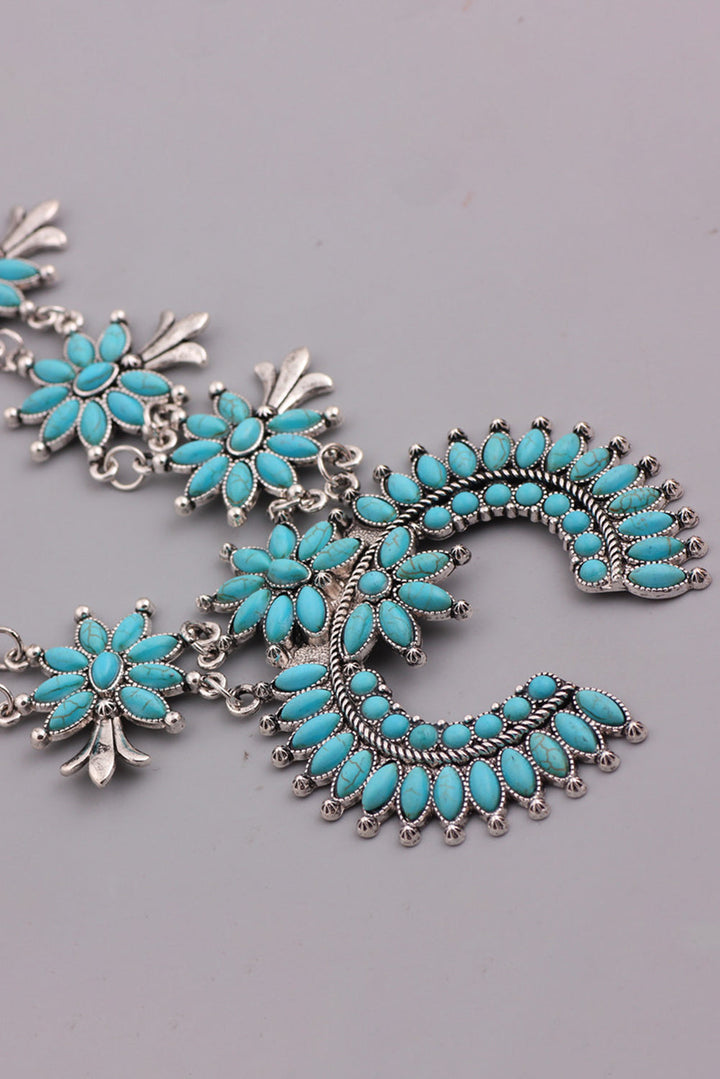 Collier double chaîne à décor turquoise occidental