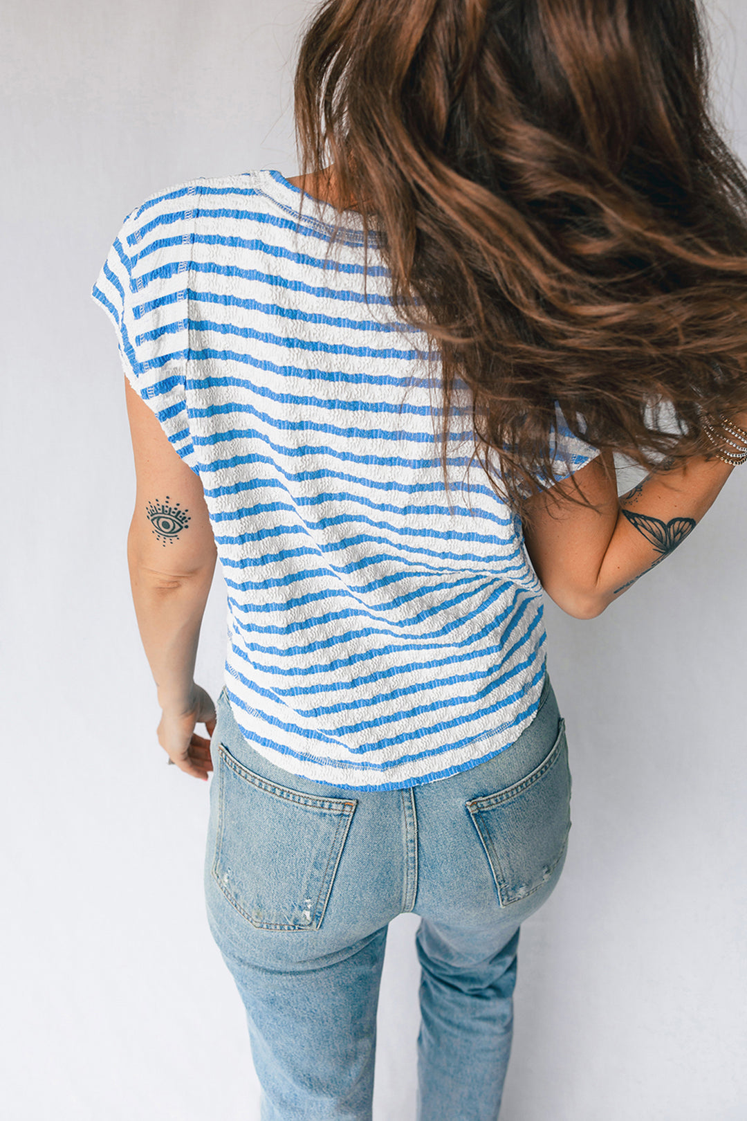 Textured Short Sleeve Patchwork T Shirt