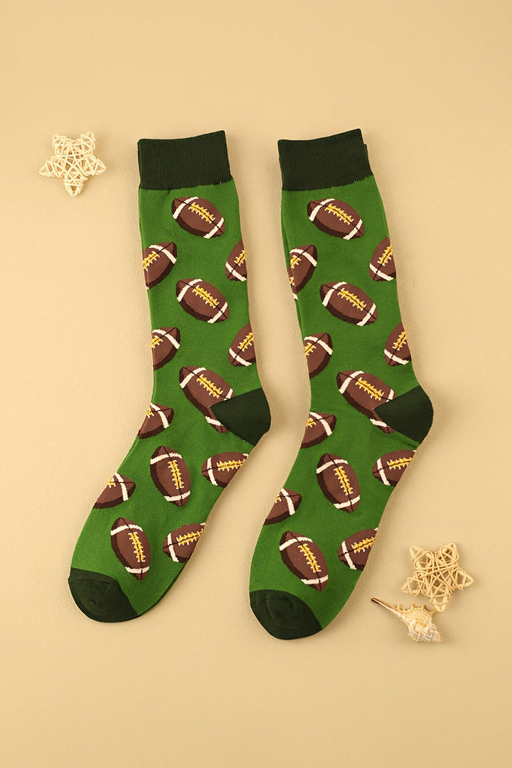 Mittellange Socken mit Rugby-Football-Print
