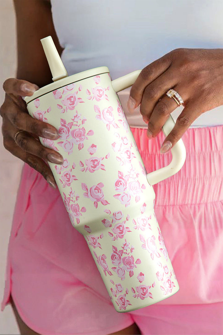 Großer isolierter Becher mit Blumendruckgriff, 40 oz