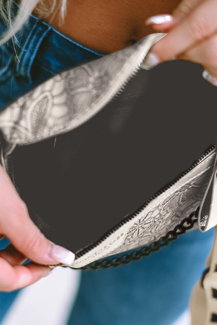 Sac à bandoulière à chaîne et bandoulière colorblock avec porte-monnaie