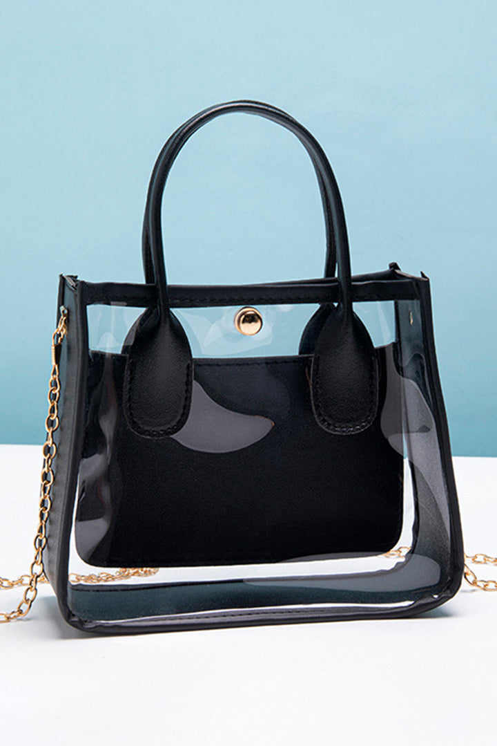 PVC PU Leather Patchwork Chain Strap Shoulder Bag