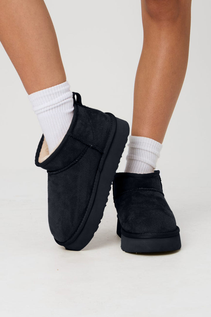 Faux Fur Lined Suede Ankle Snow Boots