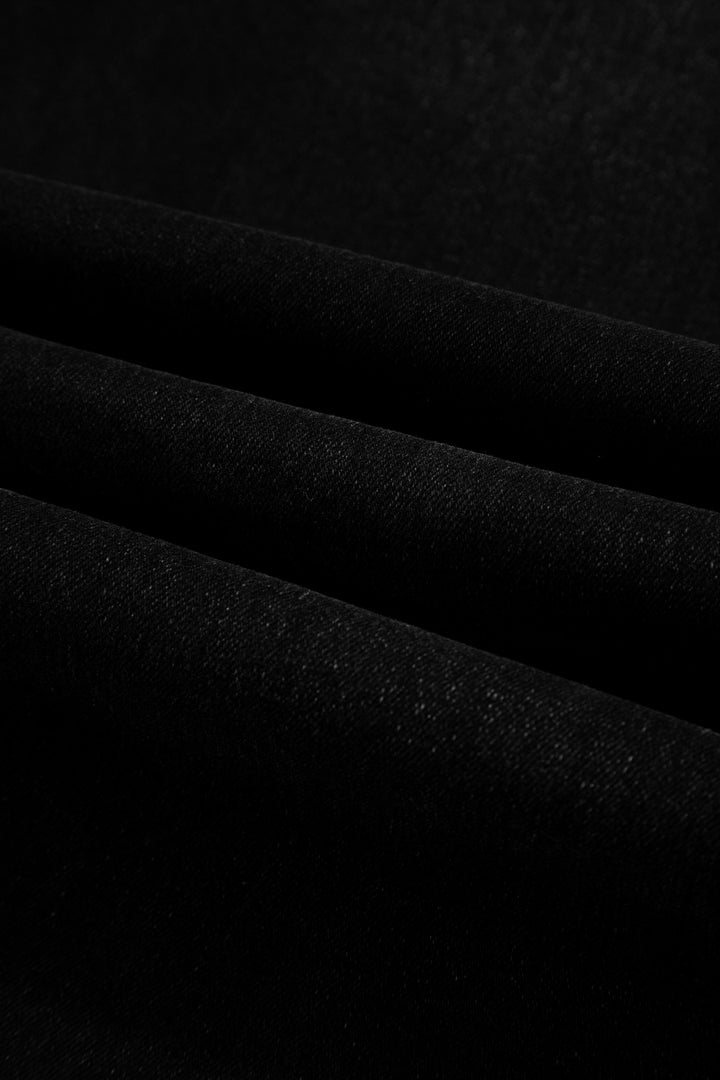 Black Frayed Cropped Barrel Jeans