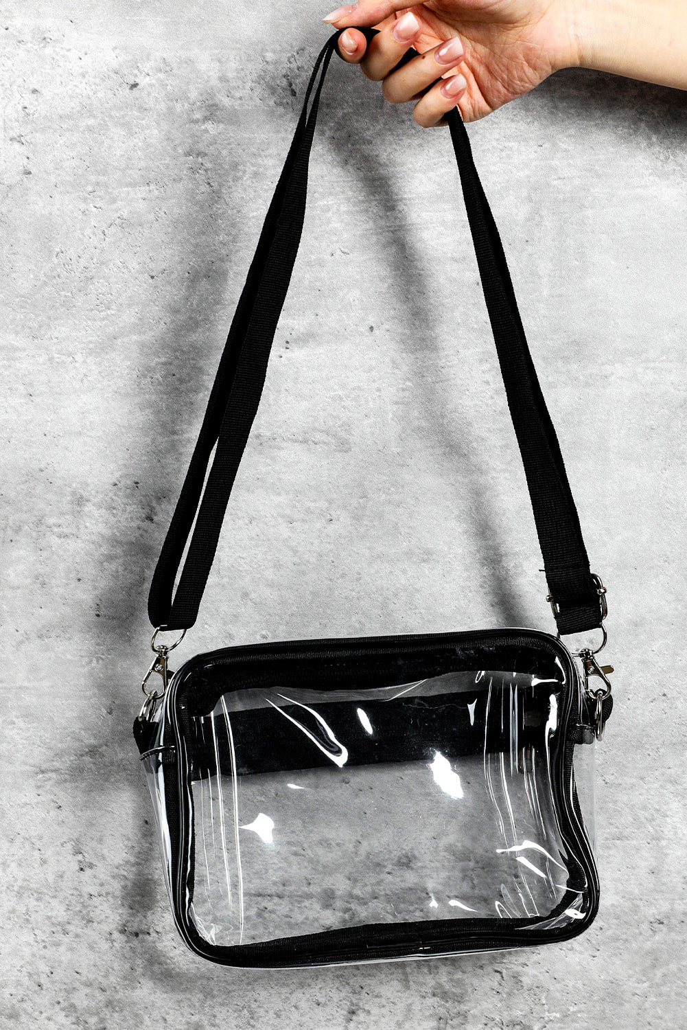 Multi-Pocket Contrast Edge Detachable Strap Clear Shoulder Bag