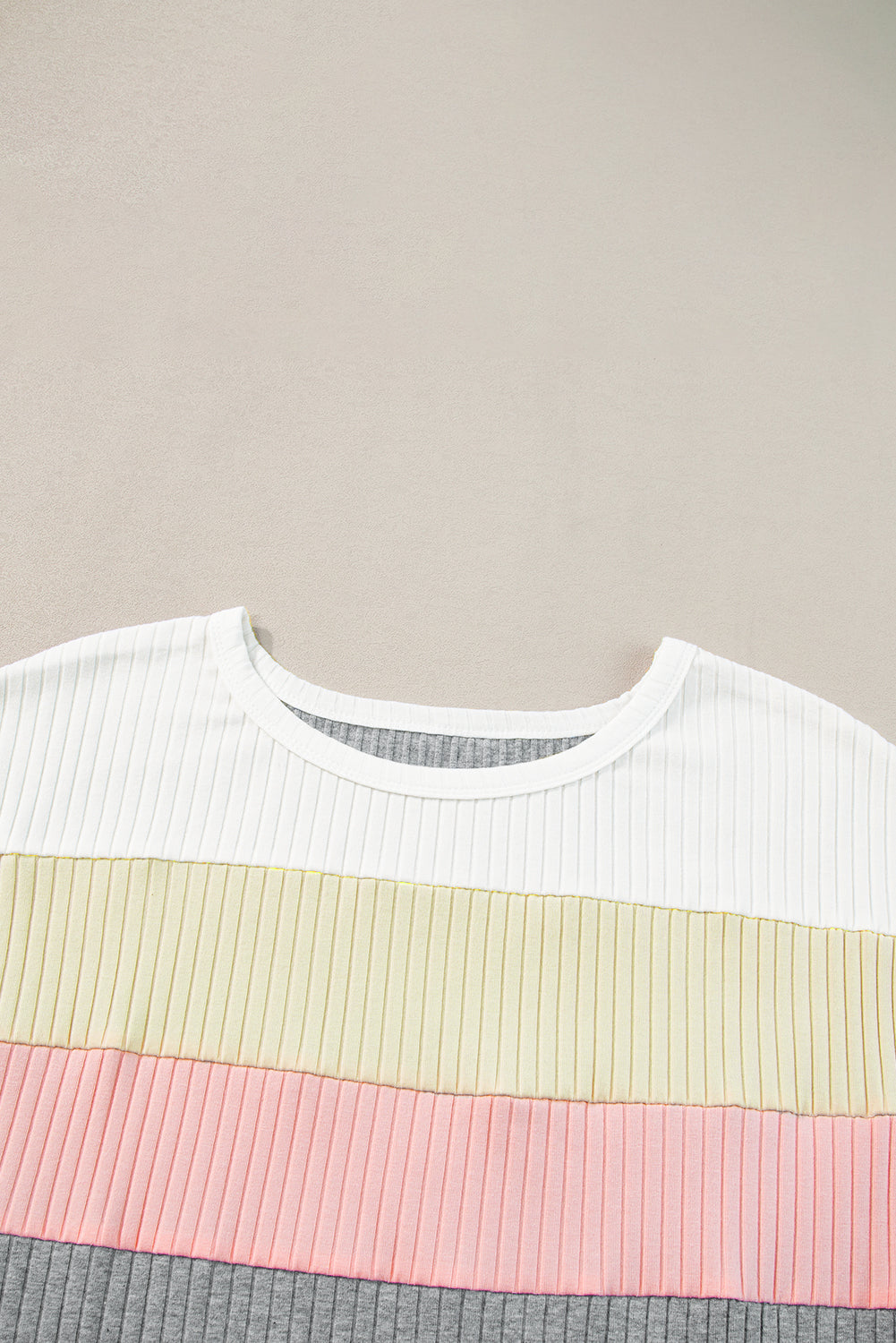 Ribbed Color Block Patchwork T-shirt