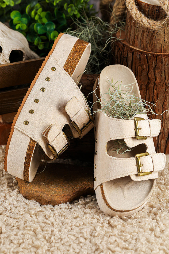 Suede Buckle Decor Footbed Sandal Slippers