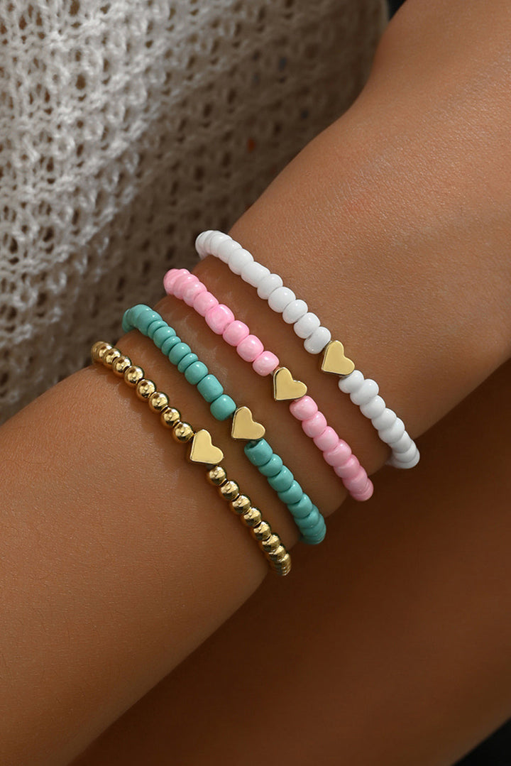 Mehrlagiges Armbandset mit Herzperlen