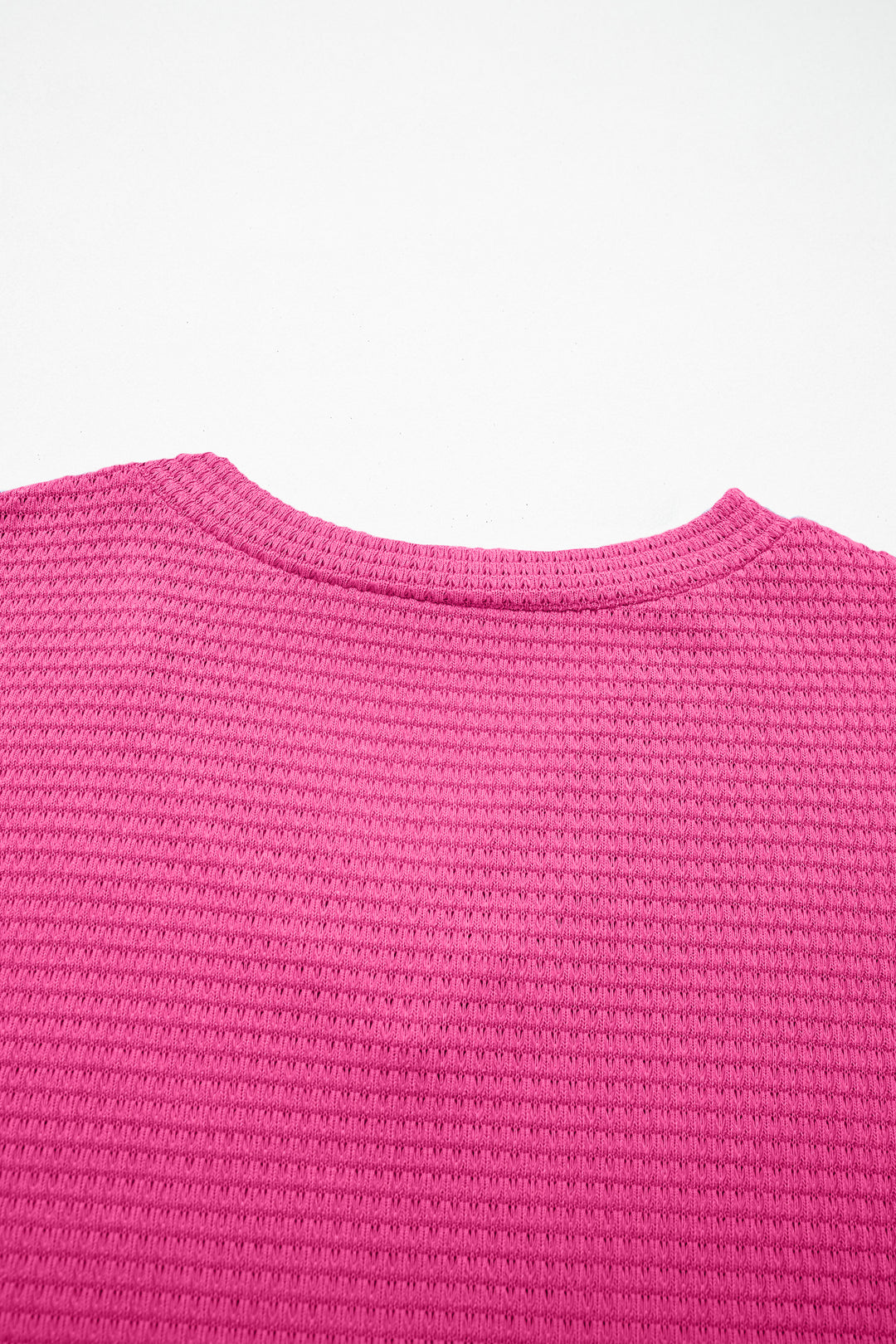 Strawberry Pink Waffle V Neck Short Sleeve Knit Top