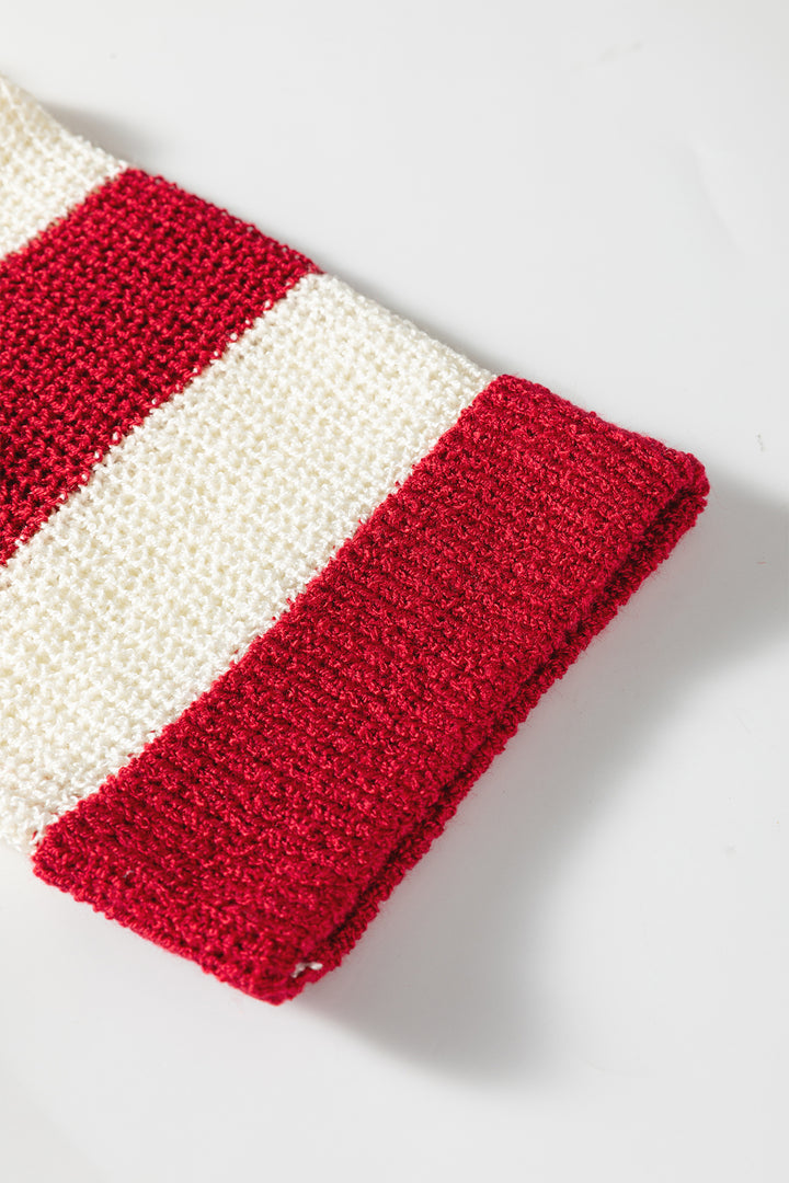 Colorblock V Neck Bracelet Sleeve Sweater