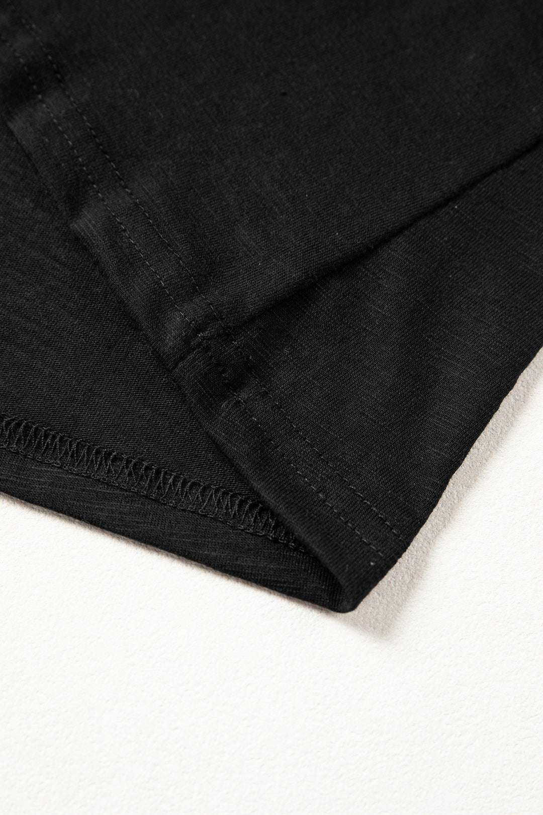 Black Cutout Embroidered Trim V Neck Cap Sleeve Tee