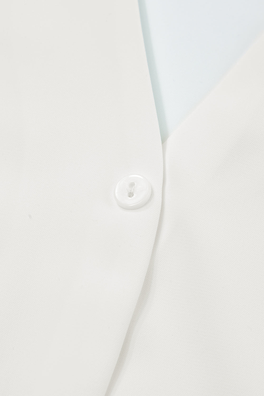 White Silky Notched Neckline Petal Sleeve Blouse