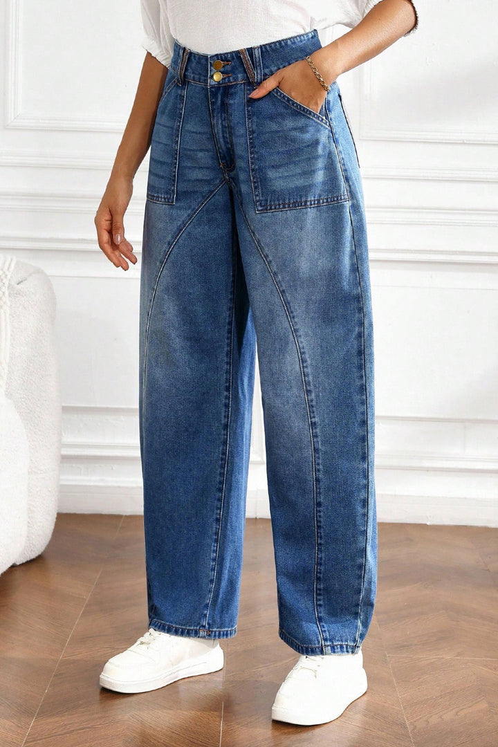 Ashleigh Blue Curved-Knife Ankle-Length Casual Jeans