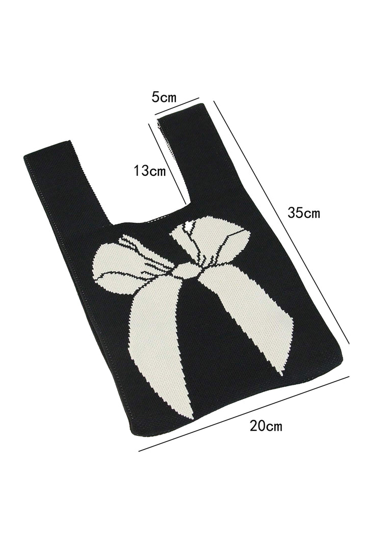 Sac à main tricoté à motif nœud papillon colorblock