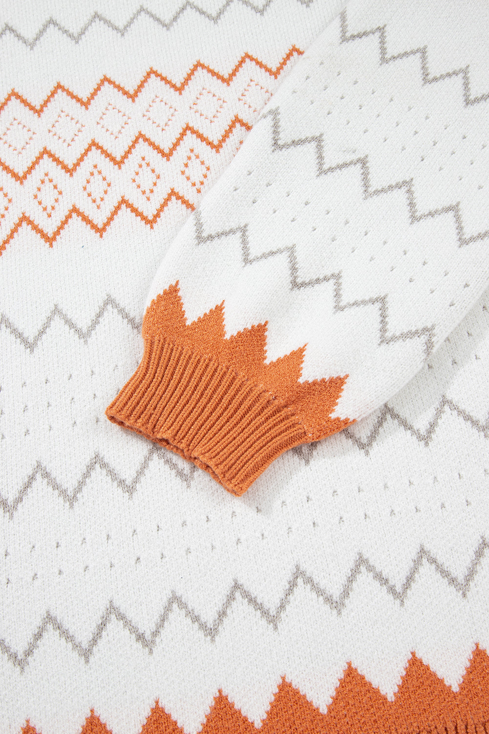 Zigzag Geometric Pattern Knitted Pullover Sweater