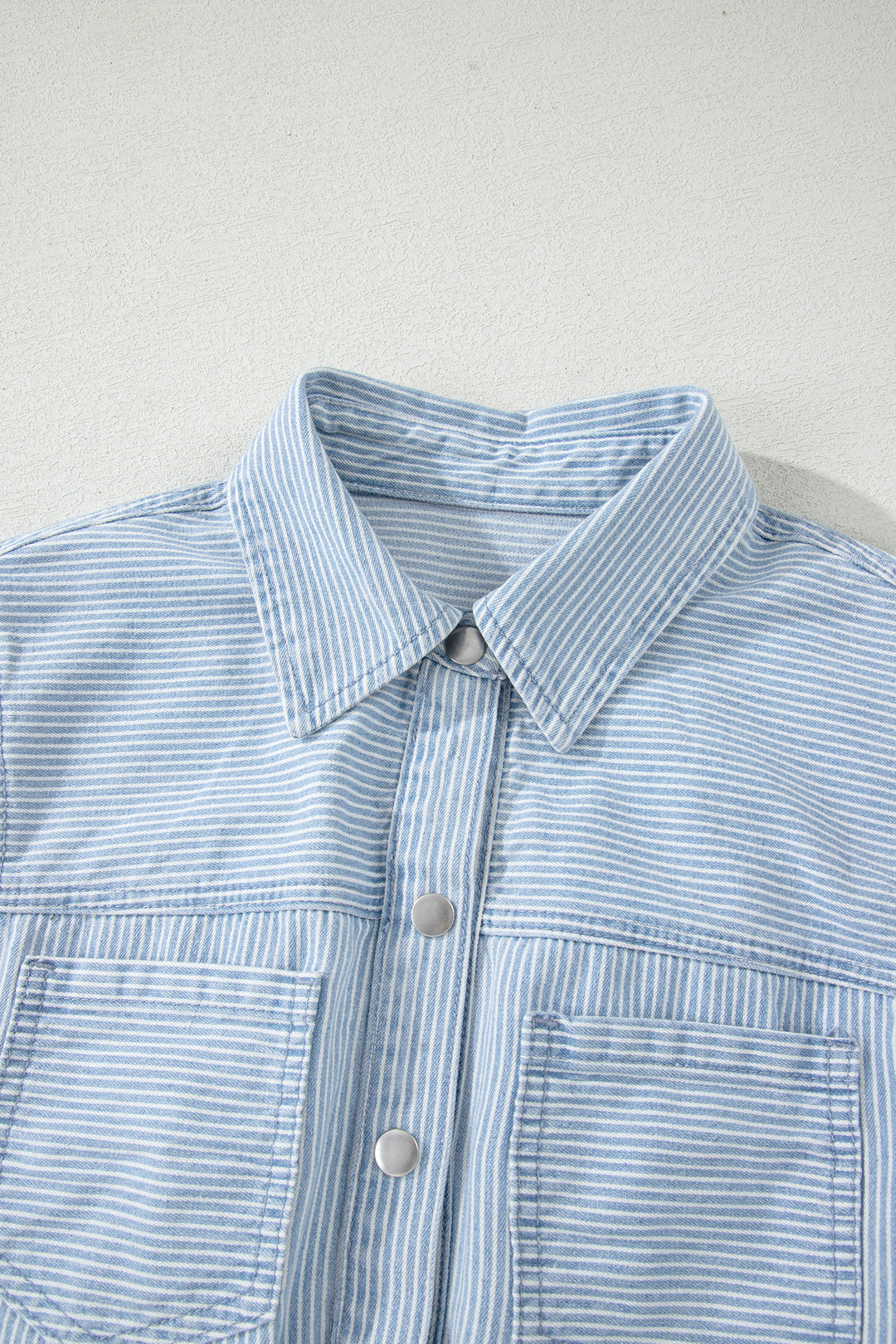 Sky Blue Stripe Sleeveless Denim Mini Dress
