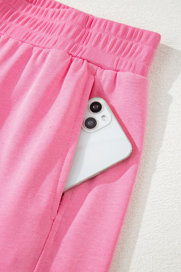 Sachet Pink Slim Ribbed Tank Top and Sweatpants Set