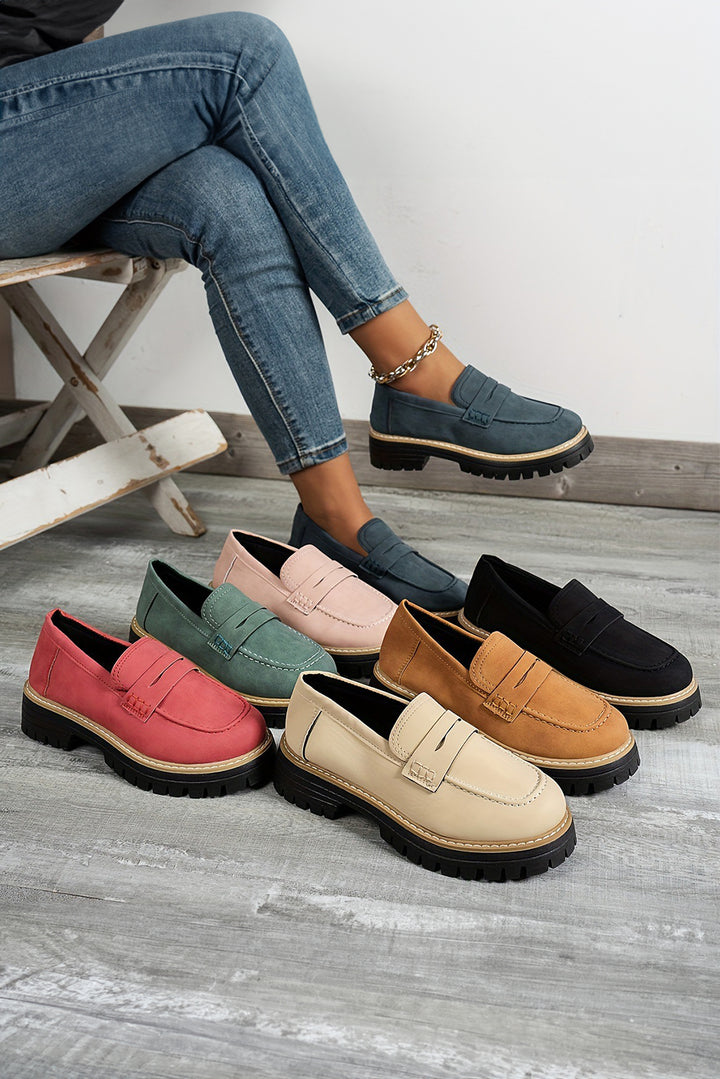 Mocassins épais à enfiler en faux daim