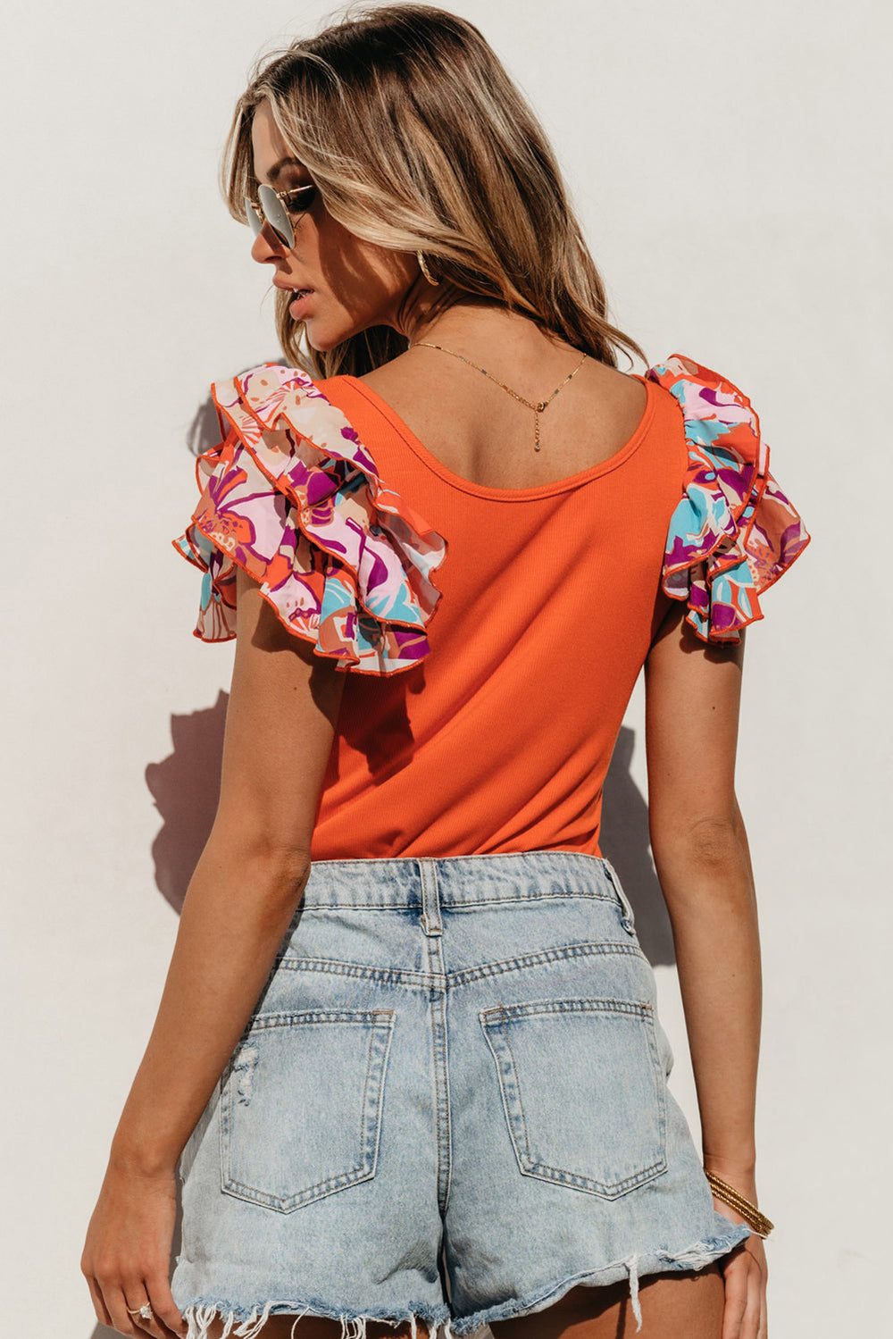 Ribbed Knit Tiered Ruffled Sleeve Bodysuit