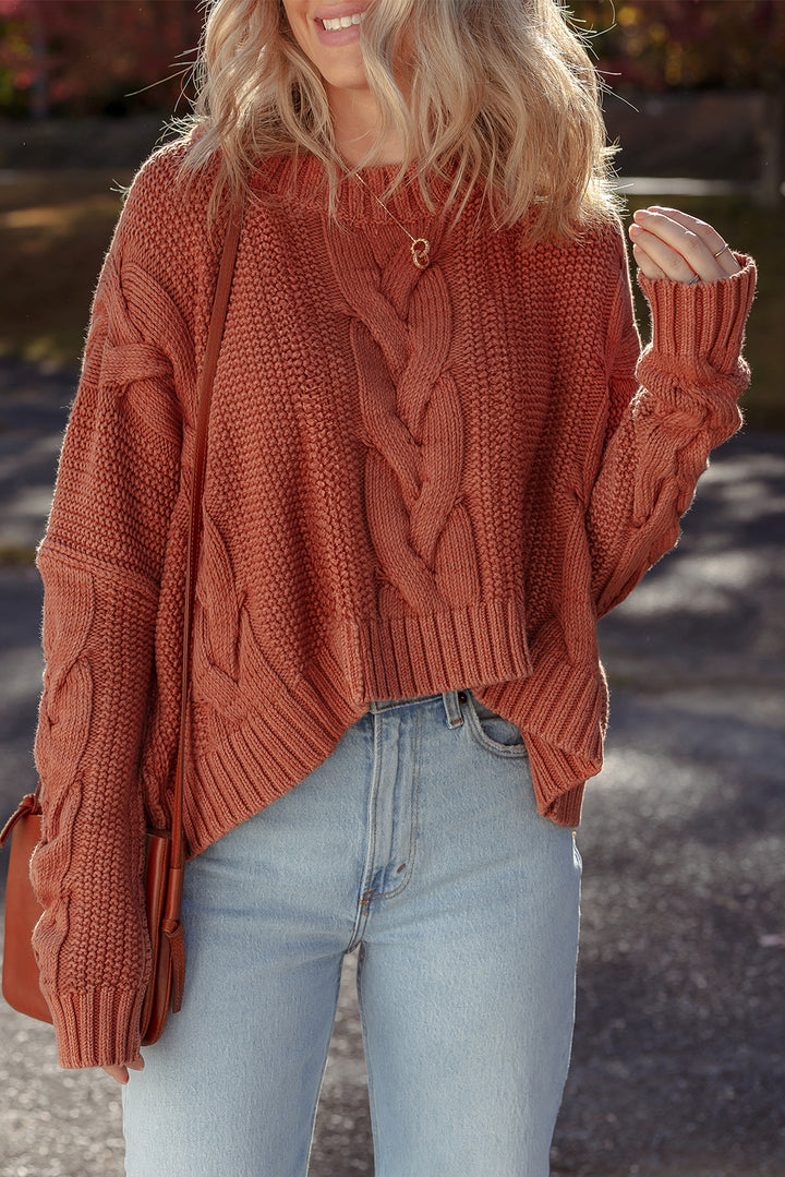 Chunky Fit Slouchy Textured Knit Sweater