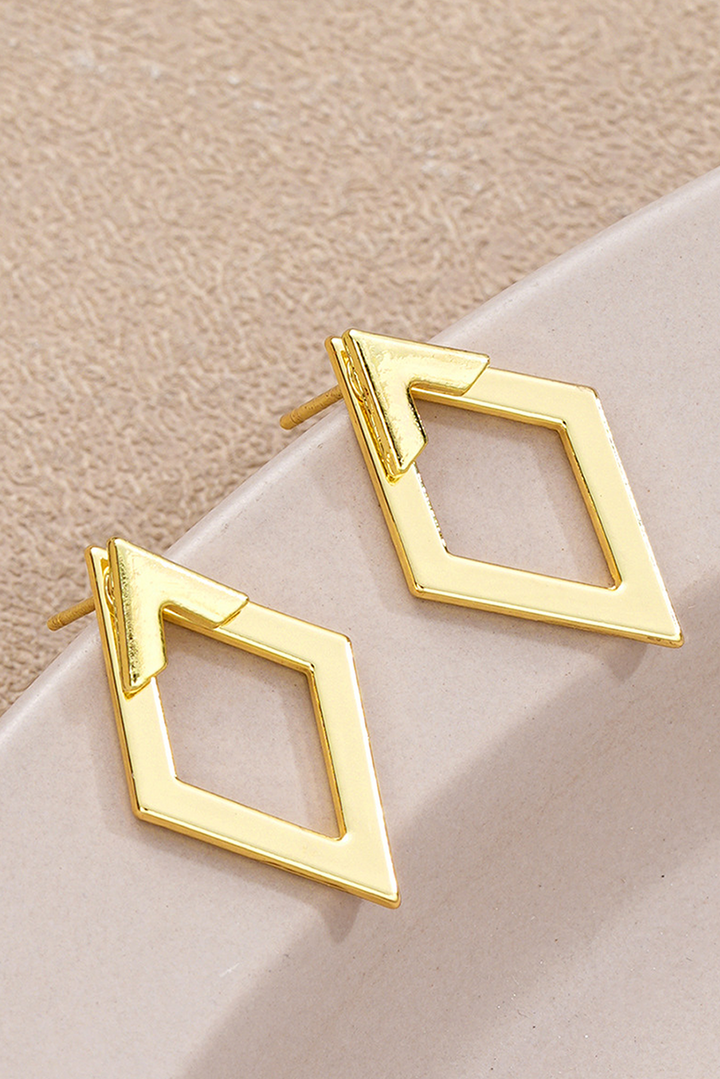 Rhombus Shape Plated Alloy Stud Earrings