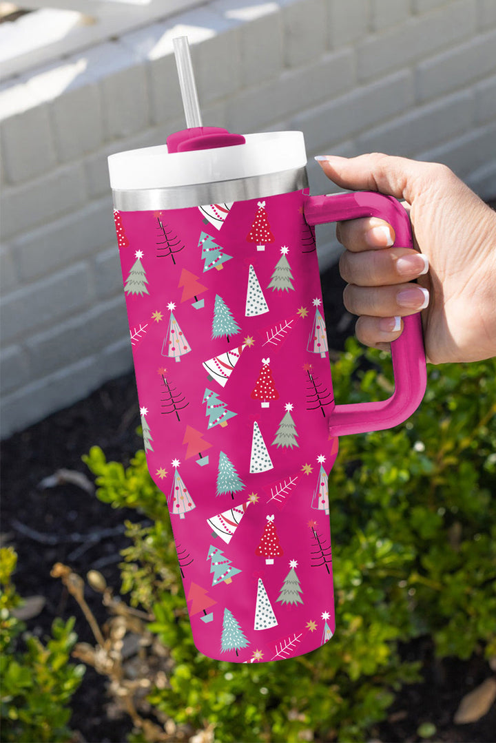 Cartoon Christmas Tree Printed Thermos Cup 40oz