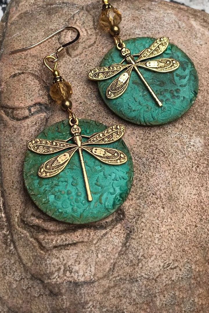 Retro Dragonfly Hook Drop Earrings