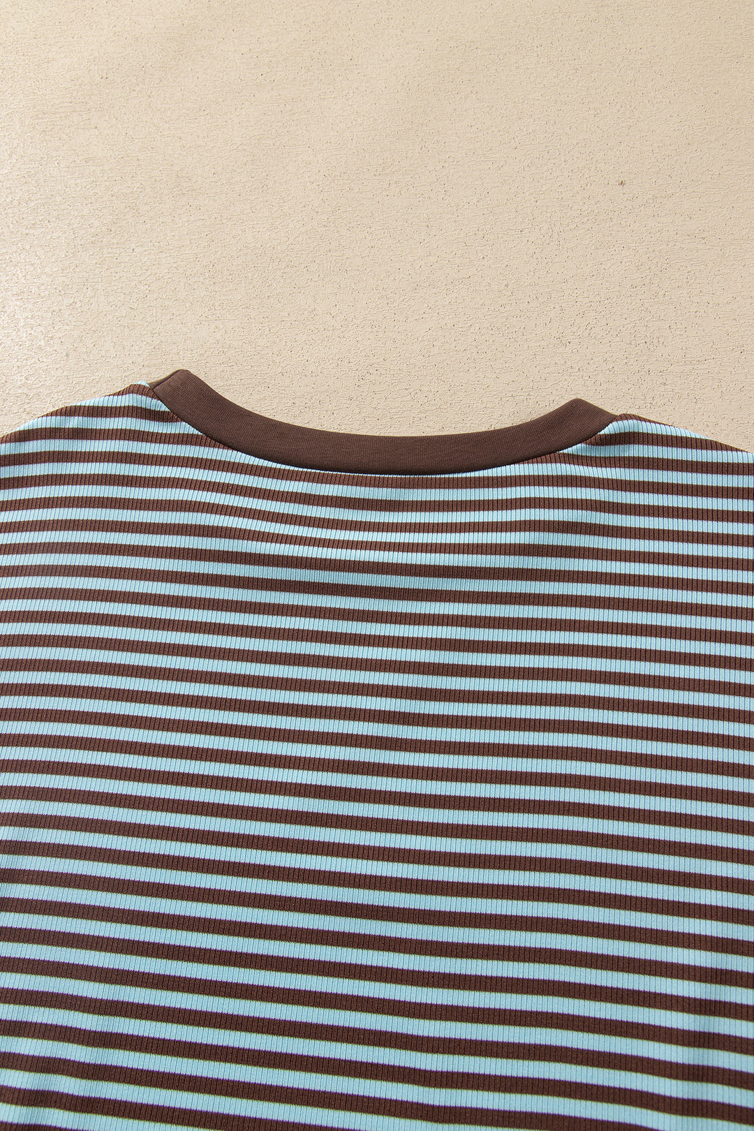 Brown Stripe Drop Shoulder Loose Top and Pants Two Piece Set