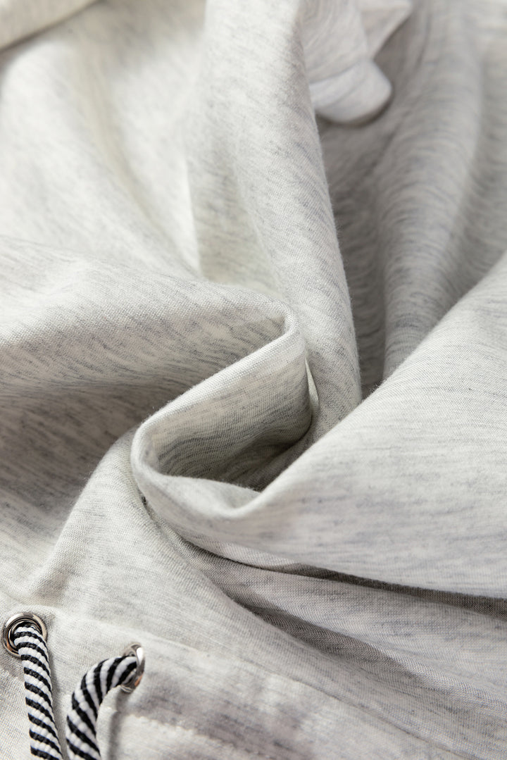 Light Grey Drawstring Waist Tunic Solid Sweatshirt