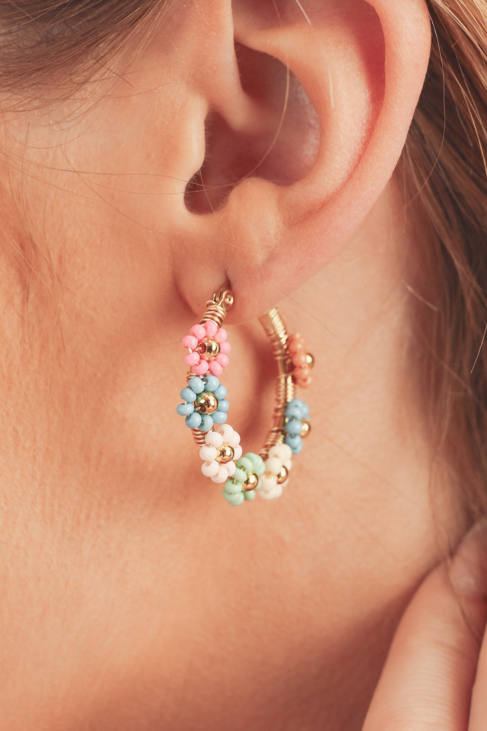 Colorful Flower Hoop Earrings