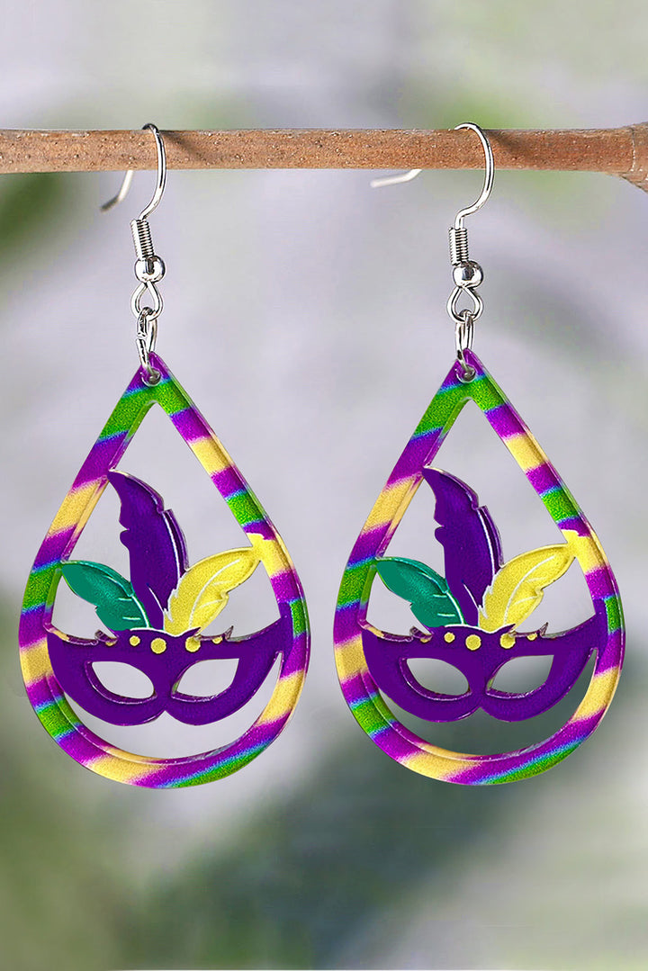 Boucles d'oreilles goutte d'eau masque creux Mardi Gras