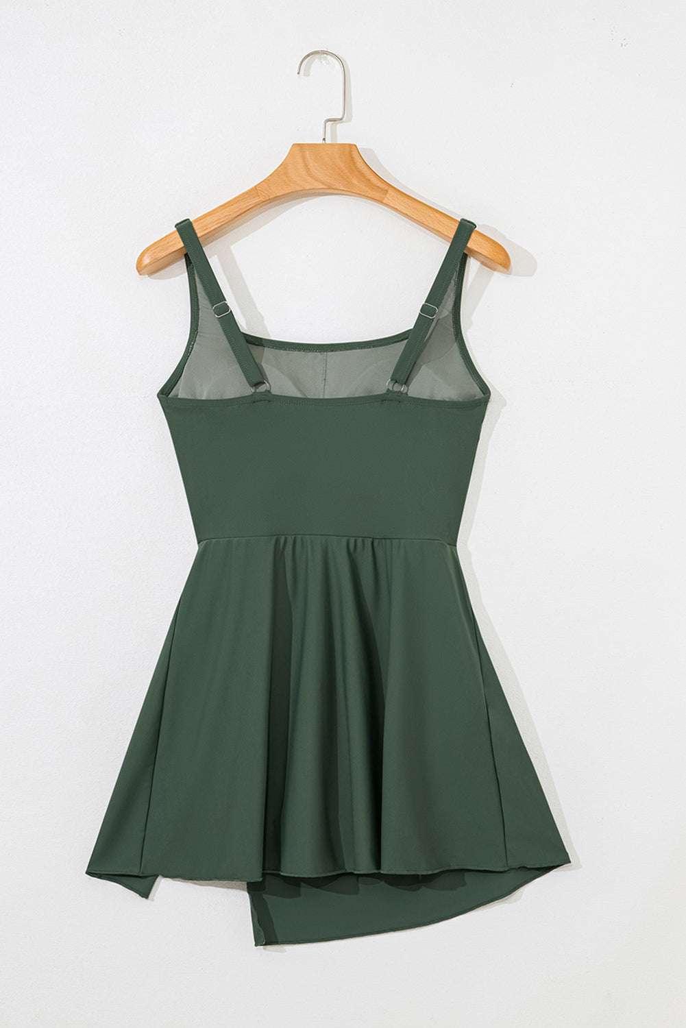 side tied waist square neck adjustable straps a line one piece swim dress