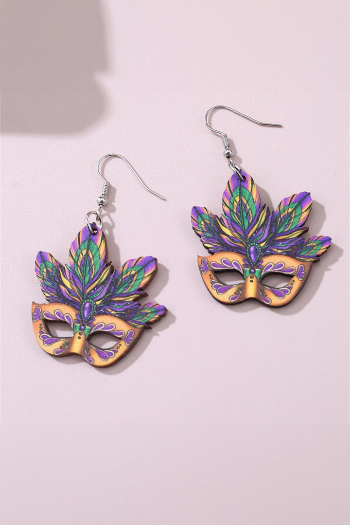 Boucles d'oreilles pendantes à crochets Masque de Mardi Gras