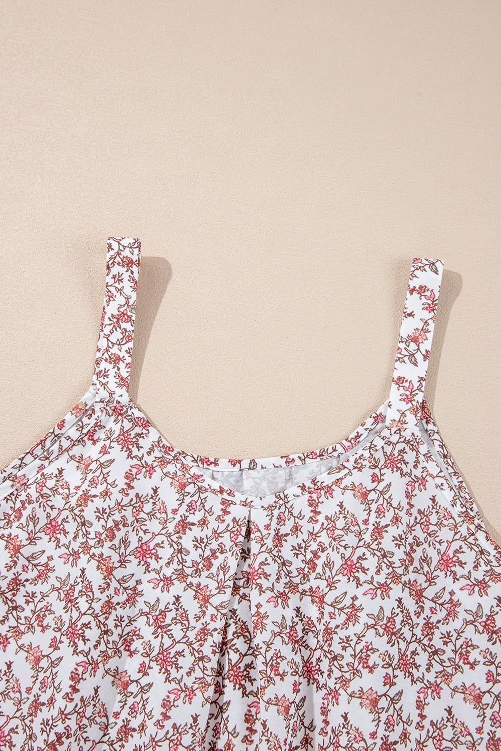 Bohemian Floral Pleated U Neck Vest