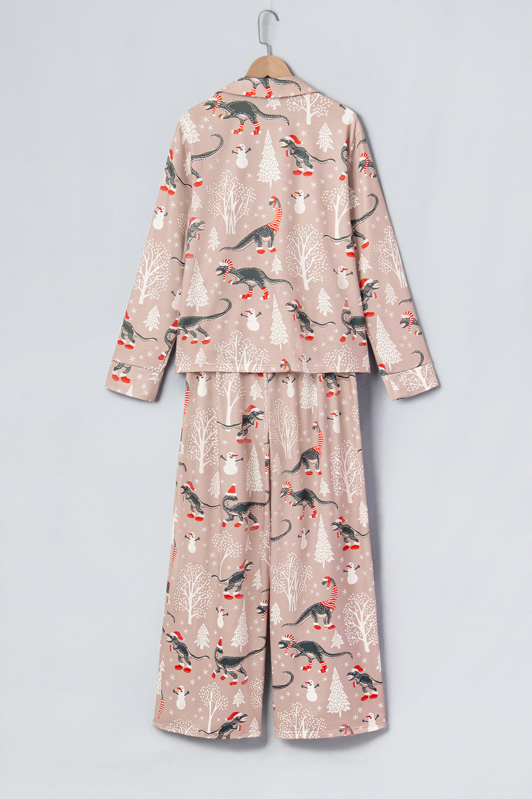 Brown Abstract Print Long Sleeve Two Piece Lounge Set