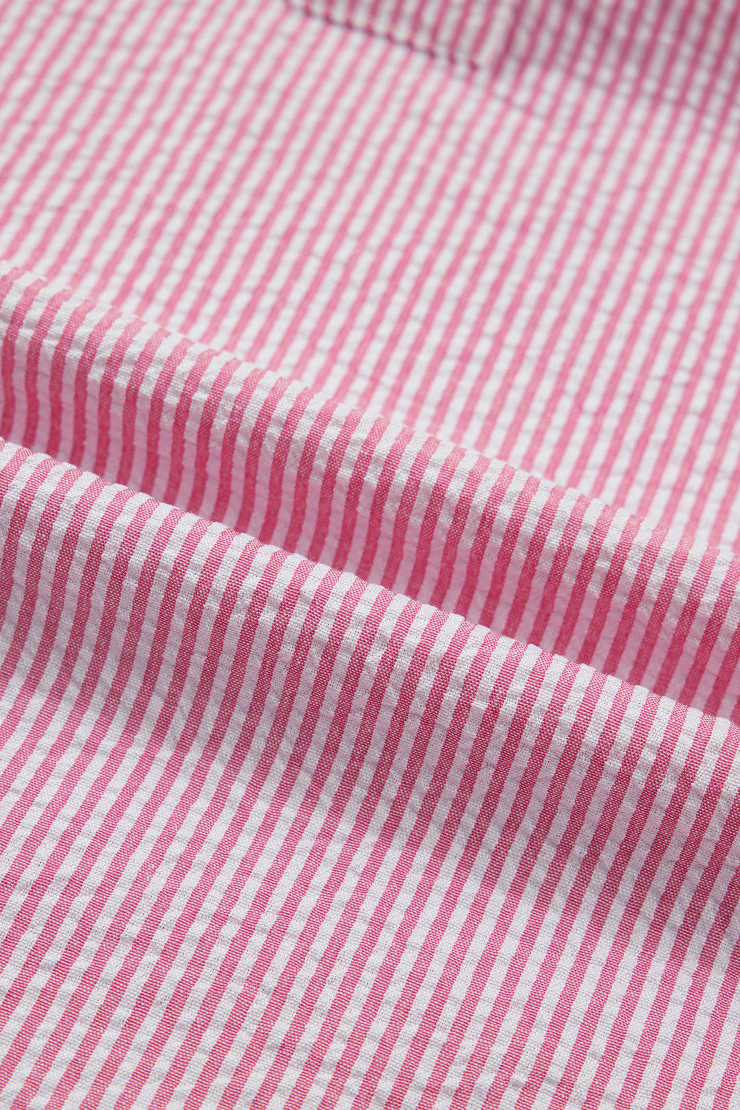 Rose Stripe Short Bubble Sleeve Split V Neck Blouse