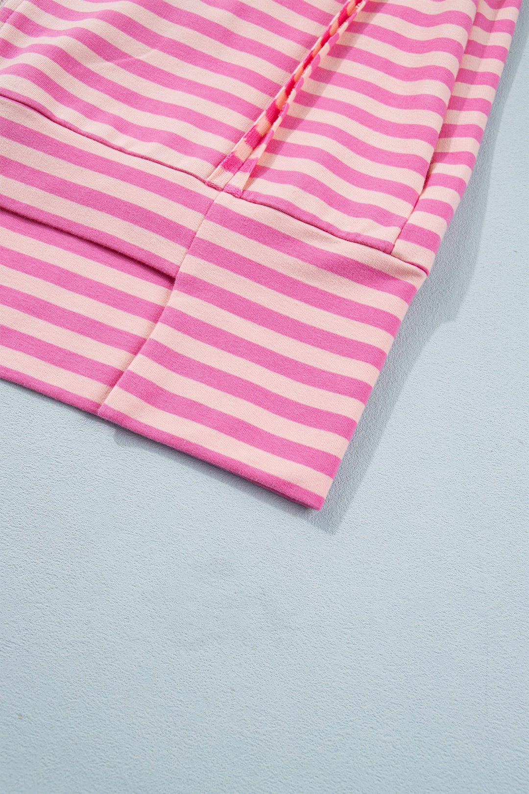 Pink Stripe Zip-up Puff Sleeve Zip Jacket Sweatshirt