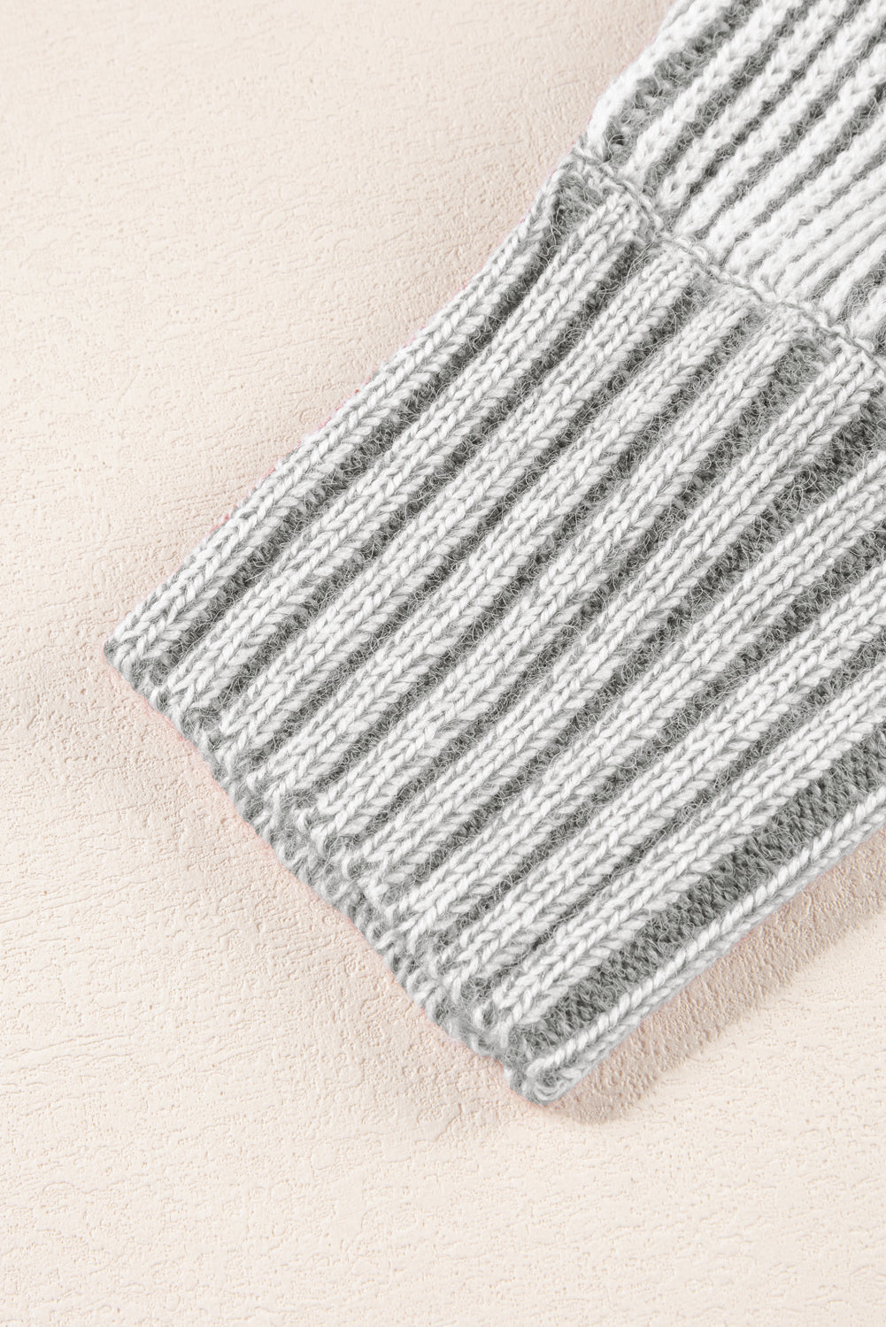 Striped Print Ribbed Knit Boat Neck Baggy Sweater