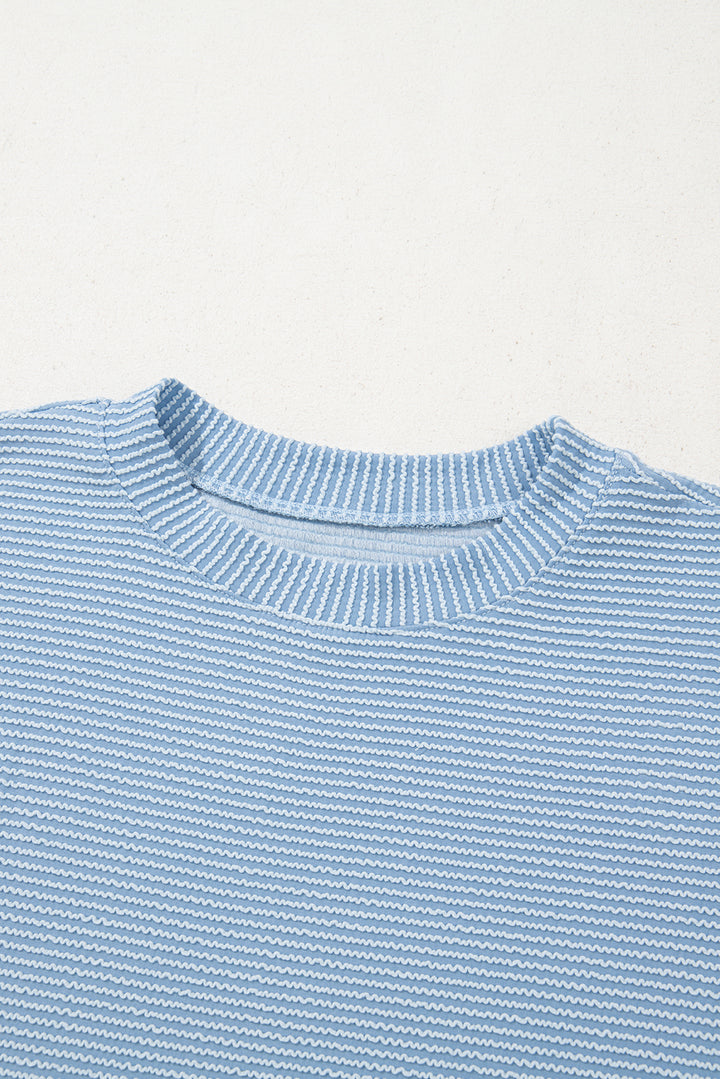 Myosotis Plain Corded Knit Mock Neck T Shirt