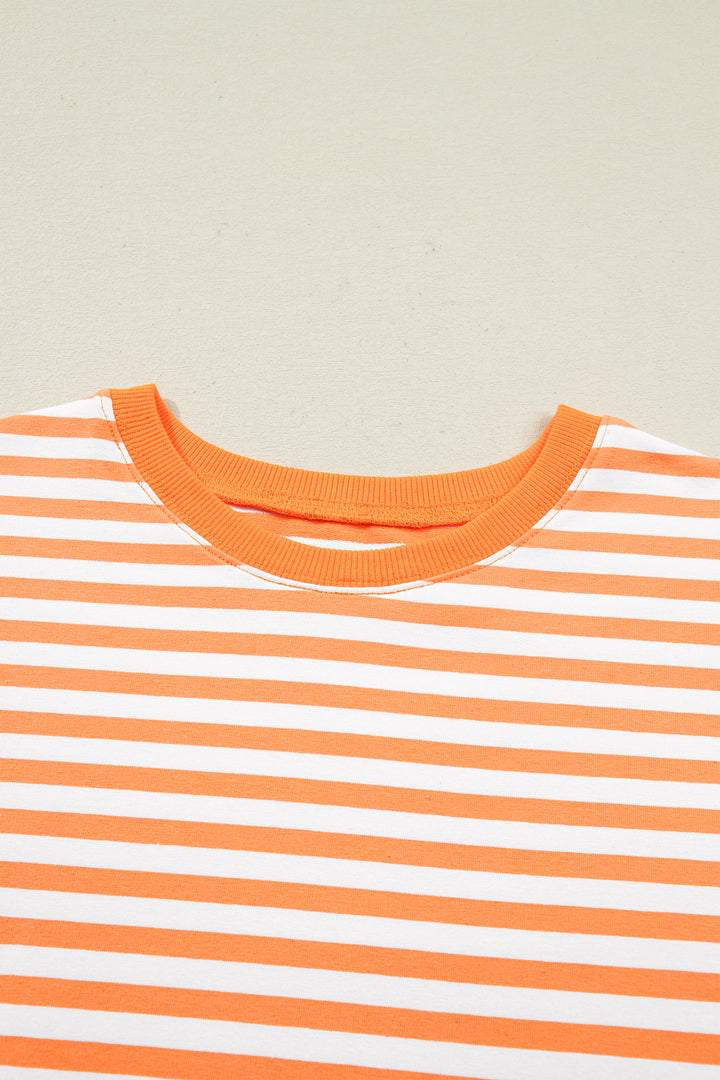 3/4 Sleeve Exposed Seam Patchwork Pullover Top