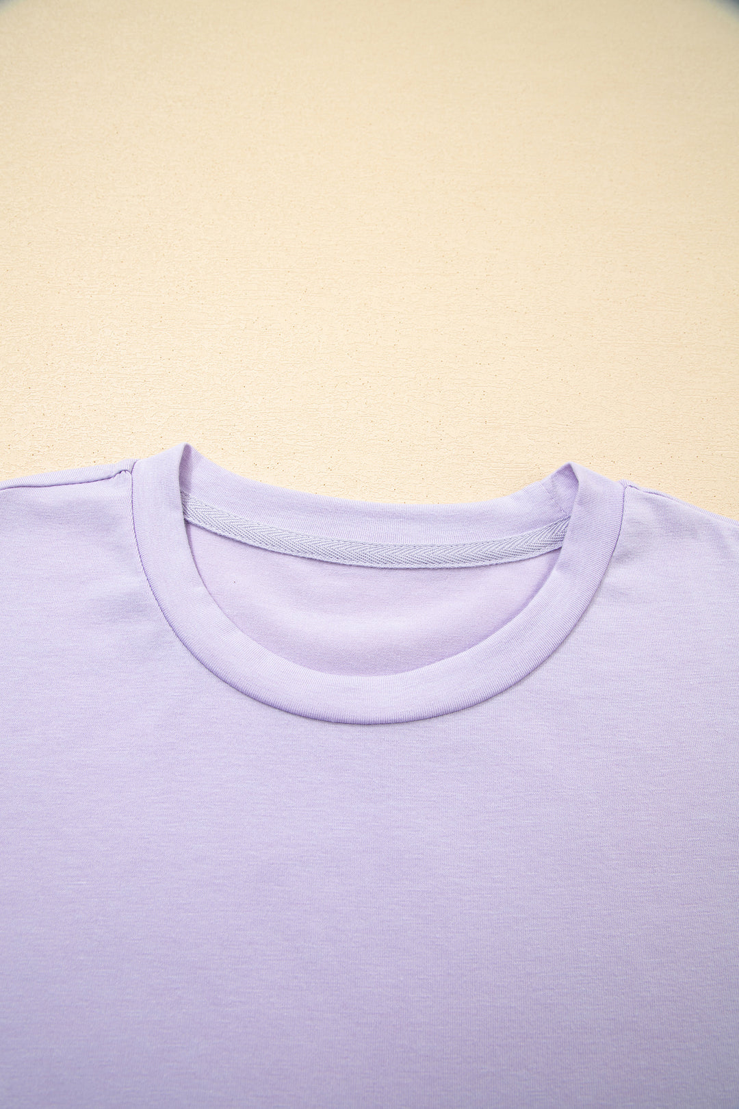 Casual Plain Crew Neck Tee