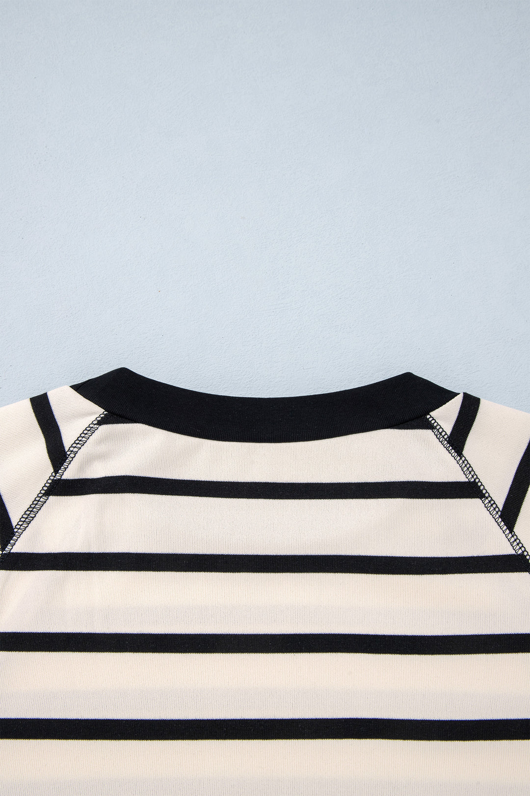 Beige Stripe Relaxed Long Sleeve Top Color Block Detail Drawstring Pant Set