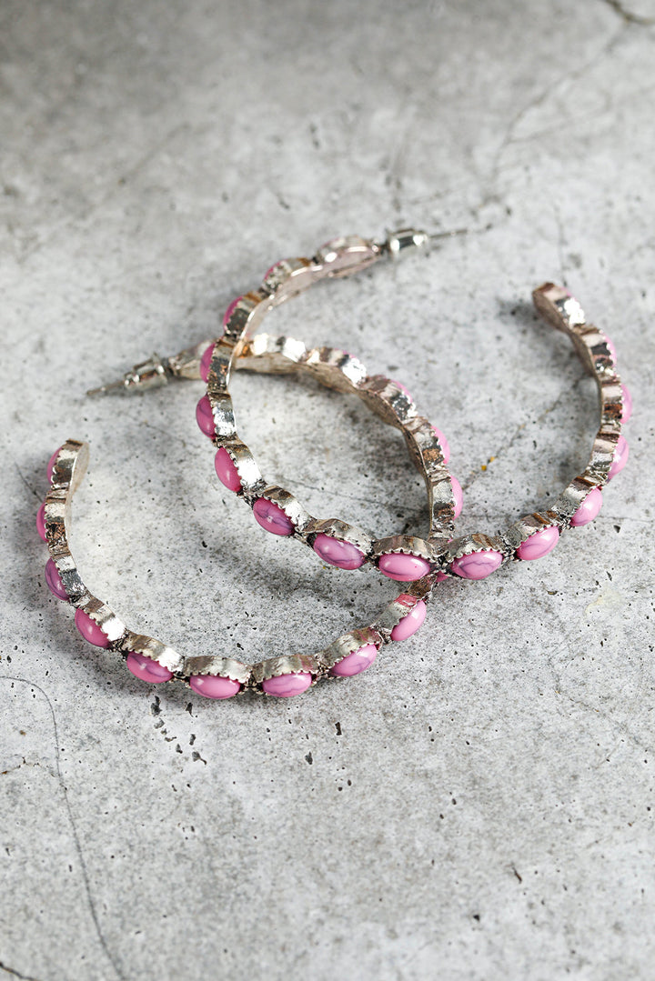Boucles d'oreilles rétro en forme de C avec incrustation de pierres précieuses