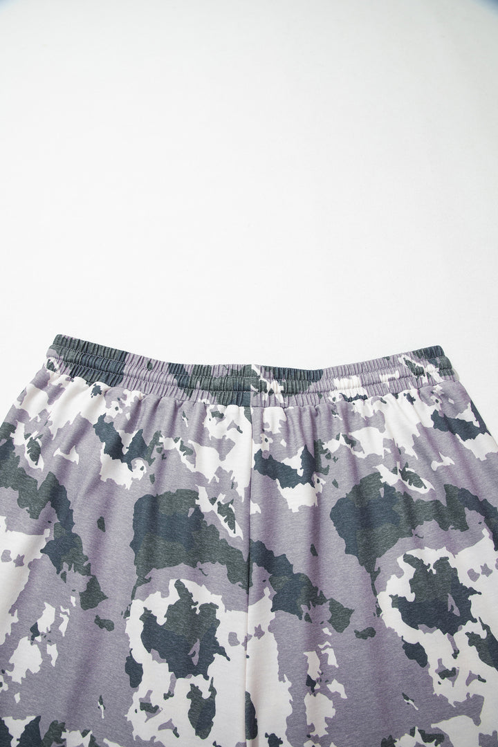 Brown Camo Drawstring Waist Patch Pocket Plus Size Pants