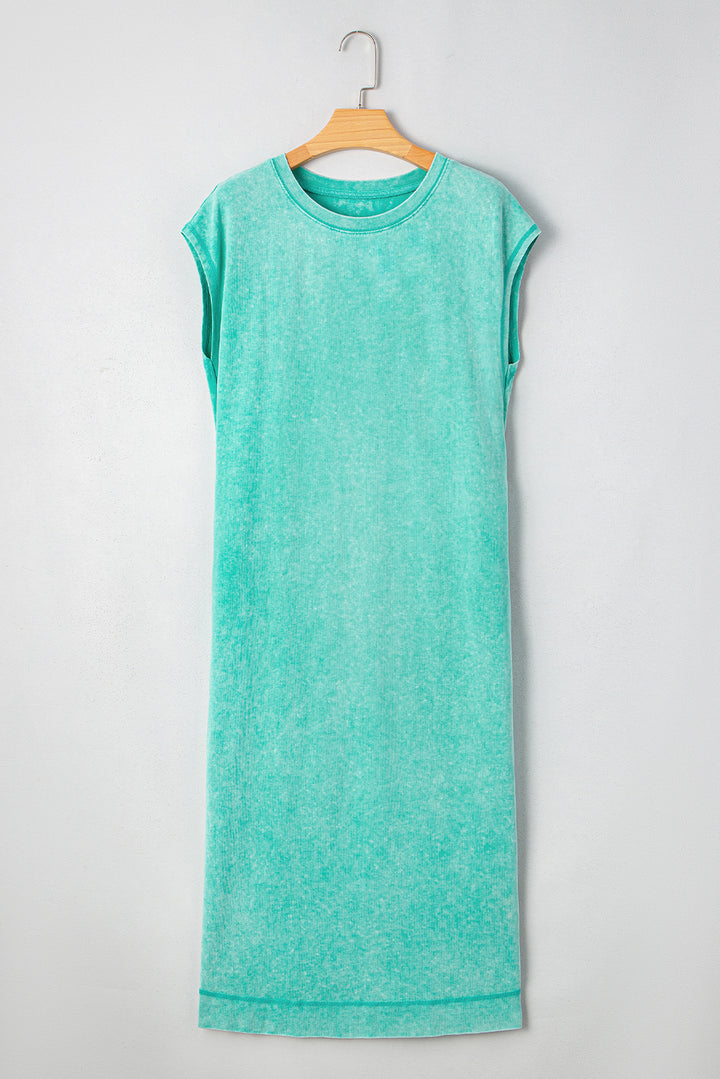 Mineral Wash Pocketed T-shirt Long Dress