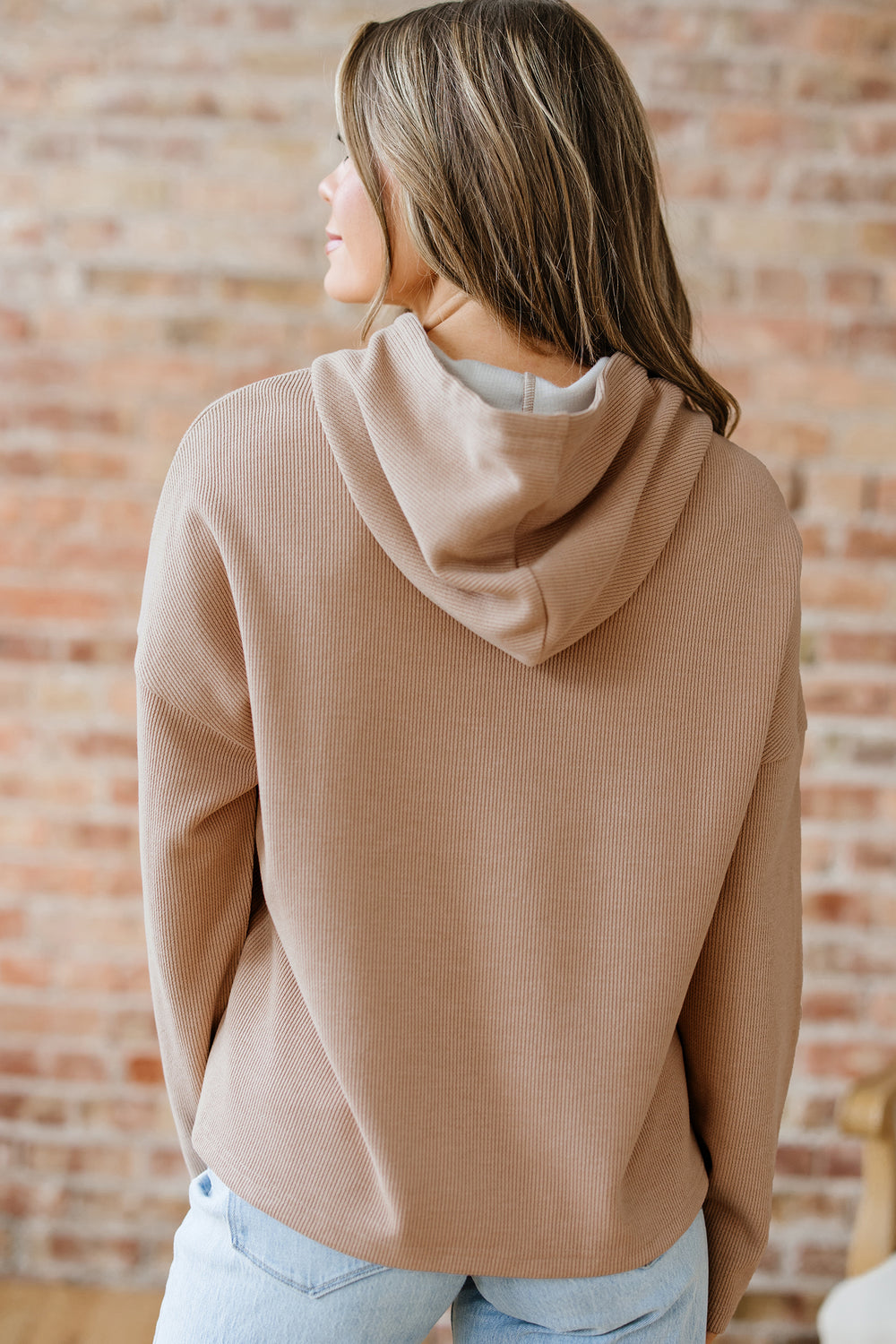 Thermal Textured Leopard Drawstring Baggy Hoodie