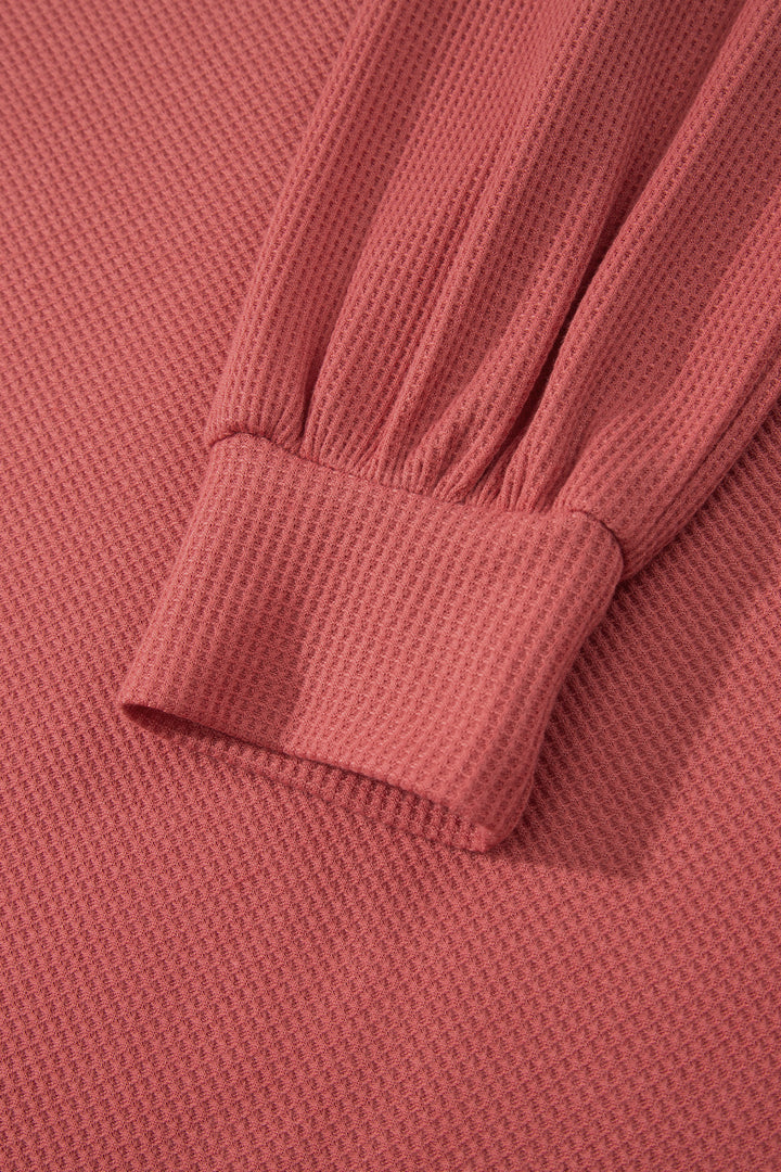 Rose Pink Lace Long Sleeve Textured Pullover